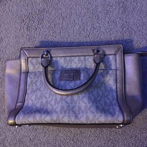 Michael Kors Gray MK Logo Satchel with Dark Trim